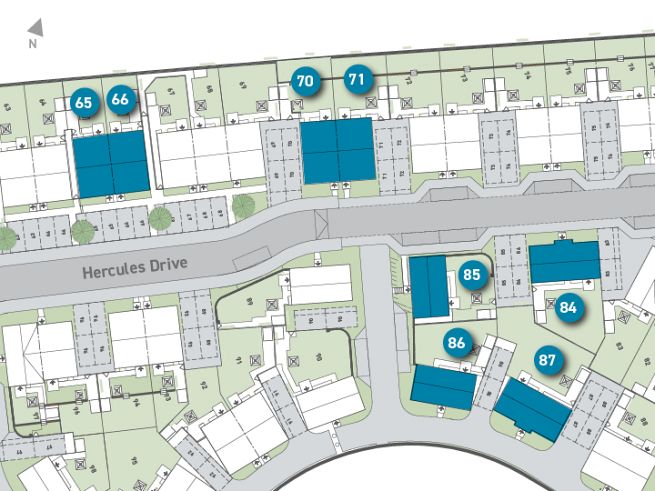 Site plan, 3 bedroom houses - artist's impression subject to change